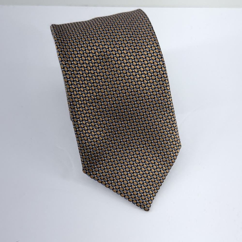 Canali 1934 Luxury Tie Men 100% Silk Made in Italy Brown Geometric
